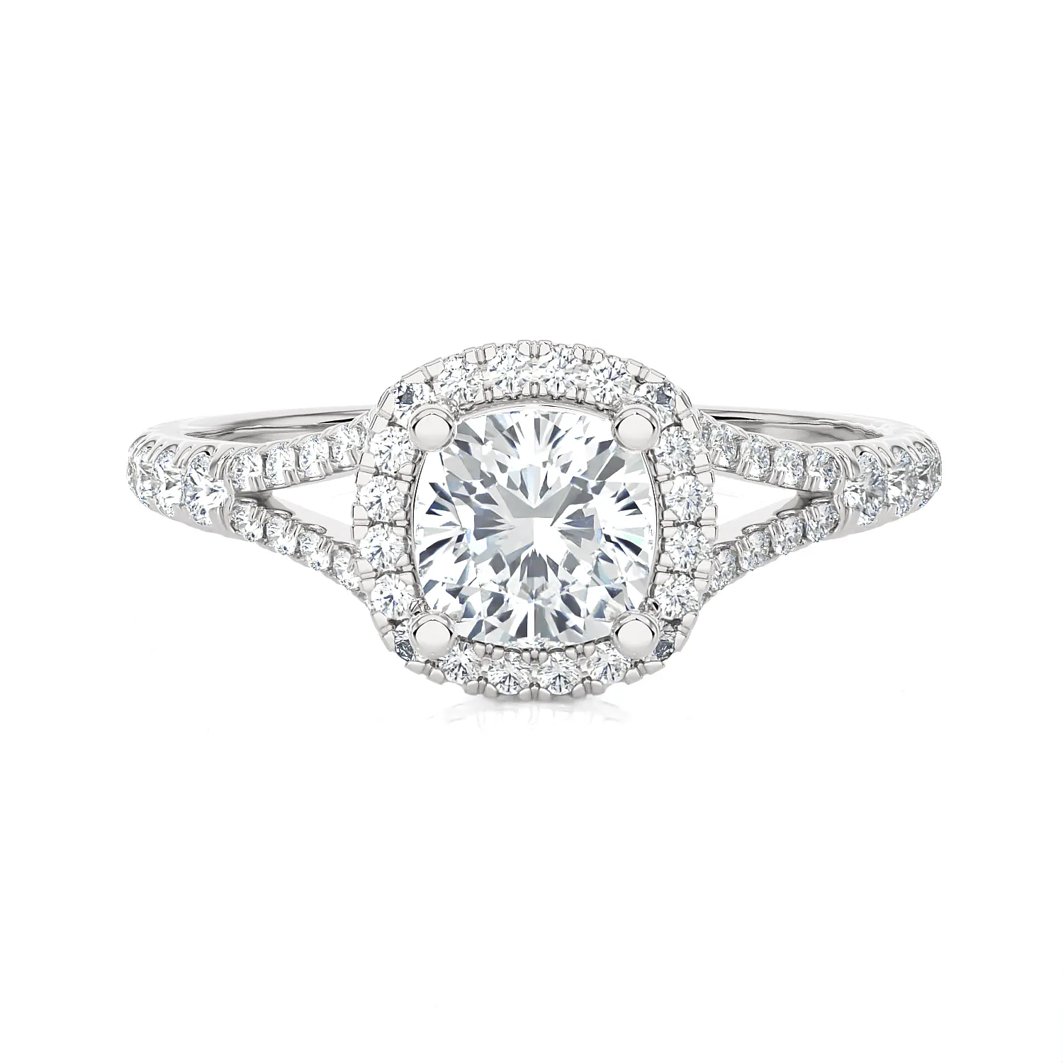1 1/5 ctw Cushion-Cut Lab Grown Diamond Halo Engagement Ring