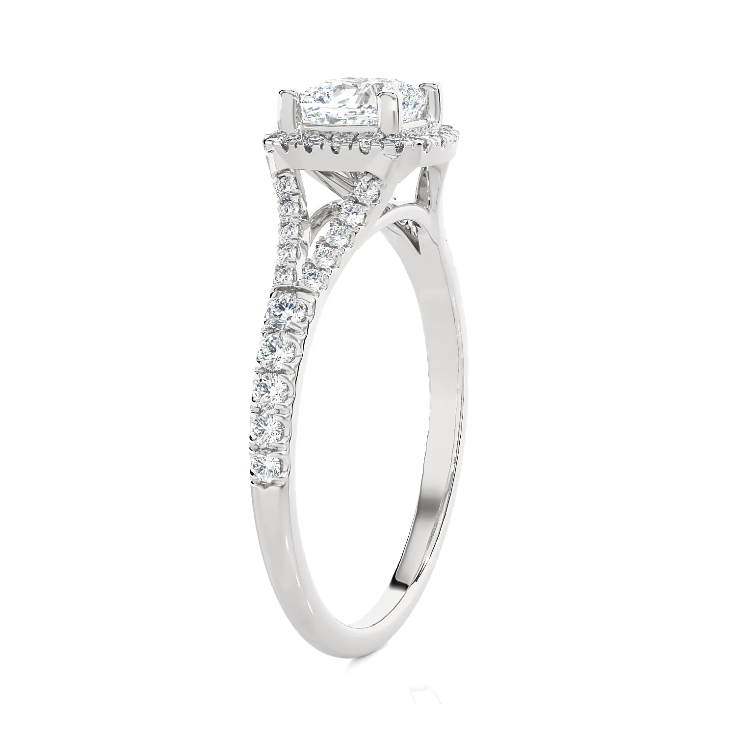 1 1/5 ctw Cushion-Cut Lab Grown Diamond Halo Engagement Ring