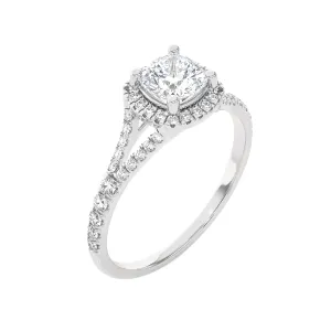 1 1/5 ctw Cushion-Cut Lab Grown Diamond Halo Engagement Ring