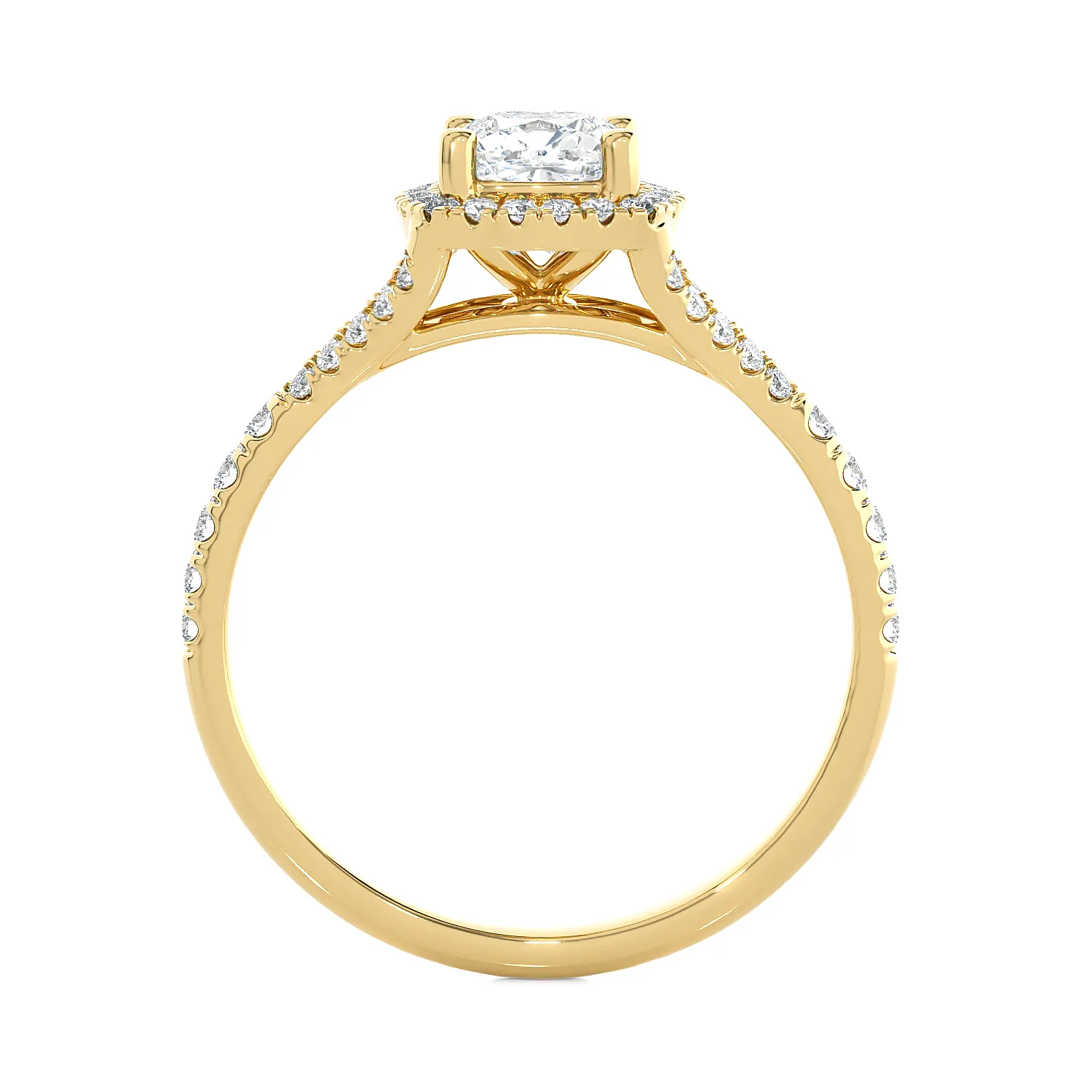 1 1/5 ctw Cushion-Cut Lab Grown Diamond Halo Engagement Ring