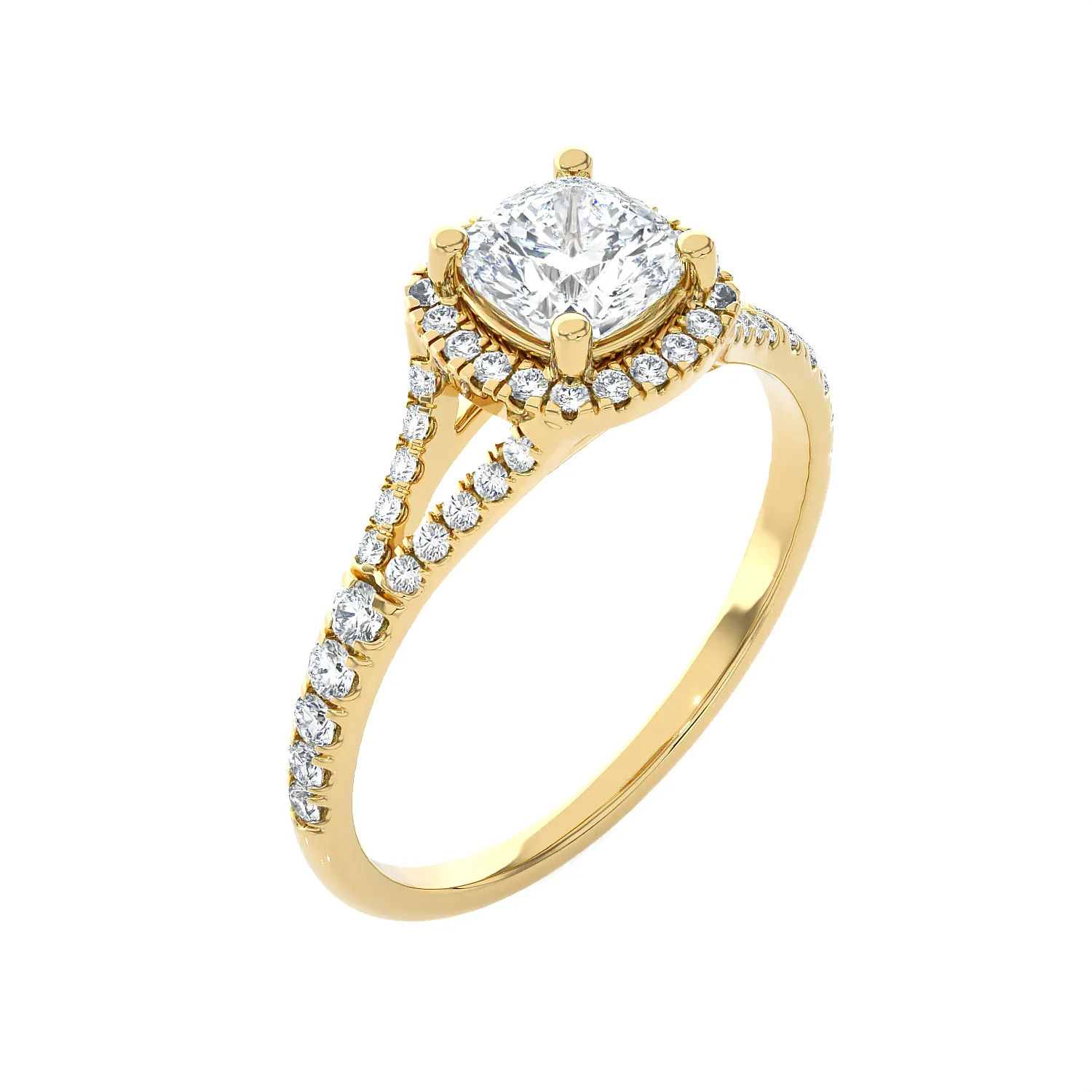 1 1/5 ctw Cushion-Cut Lab Grown Diamond Halo Engagement Ring