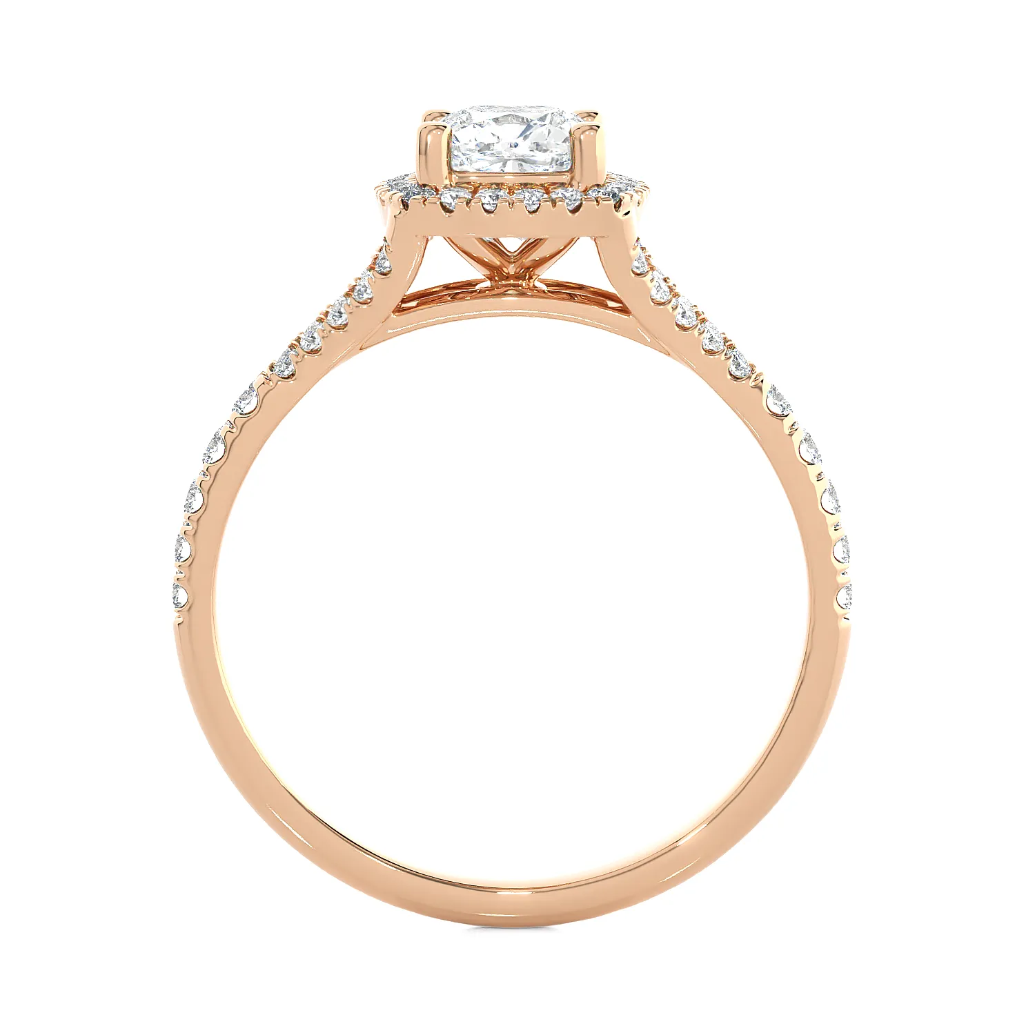 1 1/5 ctw Cushion-Cut Lab Grown Diamond Halo Engagement Ring