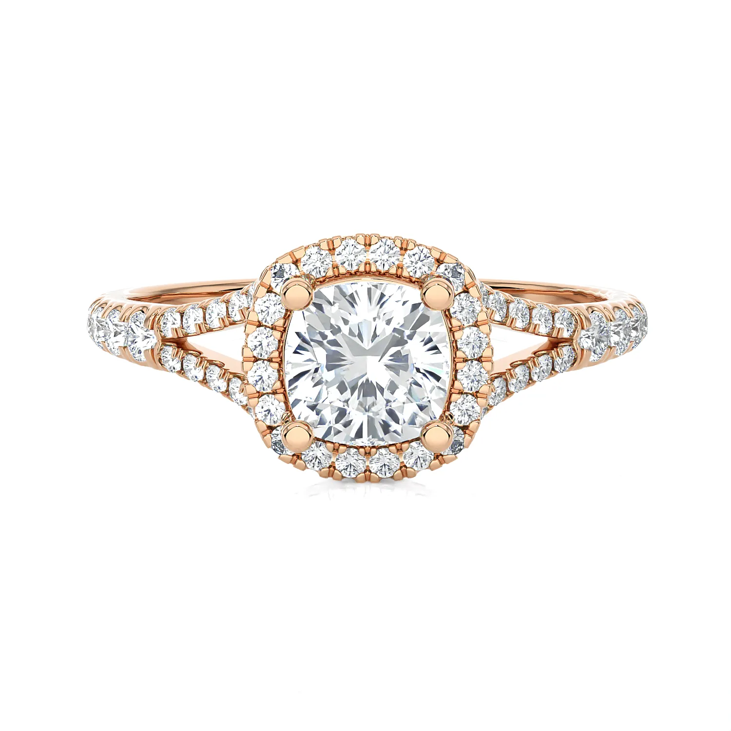 1 1/5 ctw Cushion-Cut Lab Grown Diamond Halo Engagement Ring