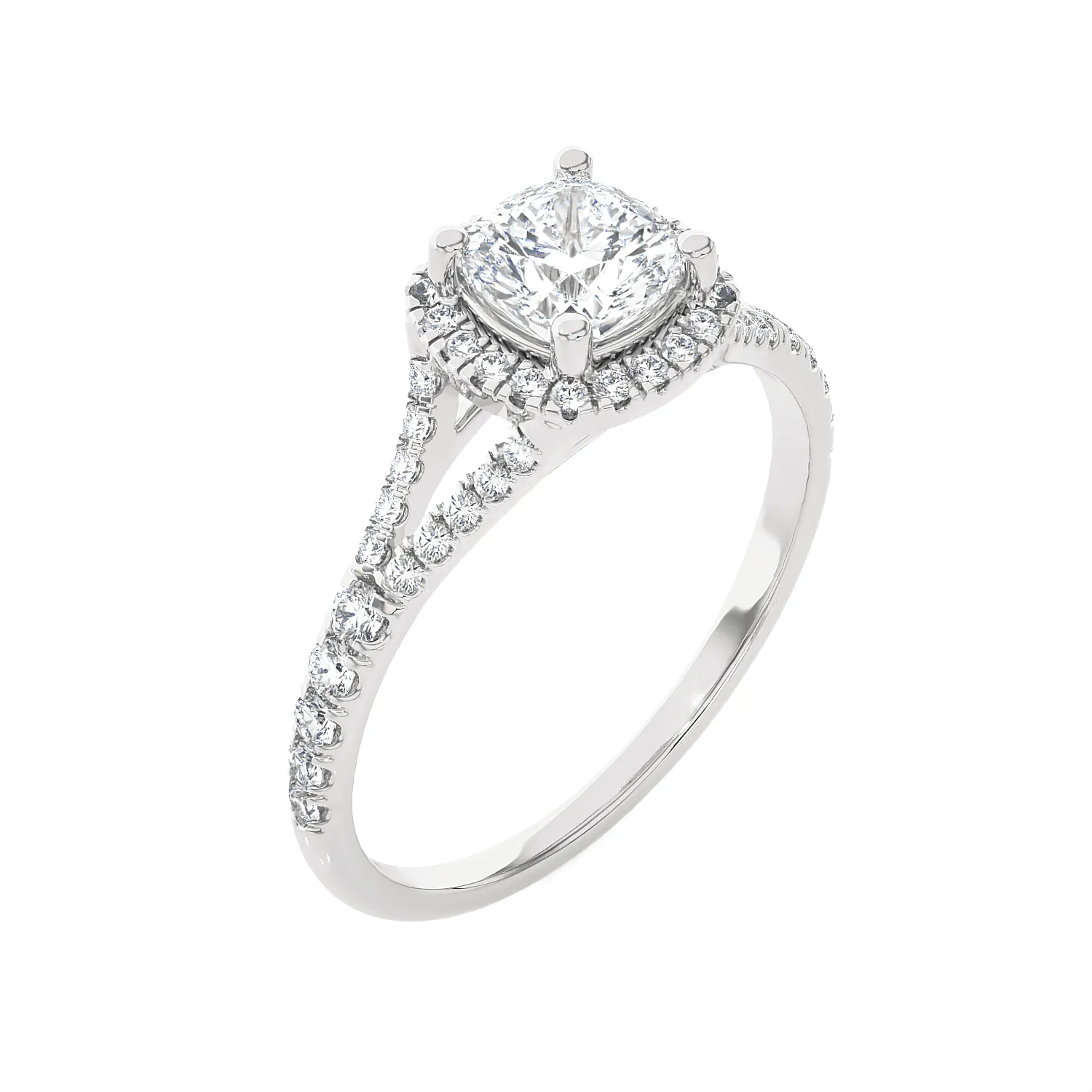 1 1/5 ctw Cushion-Cut Lab Grown Diamond Halo Engagement Ring
