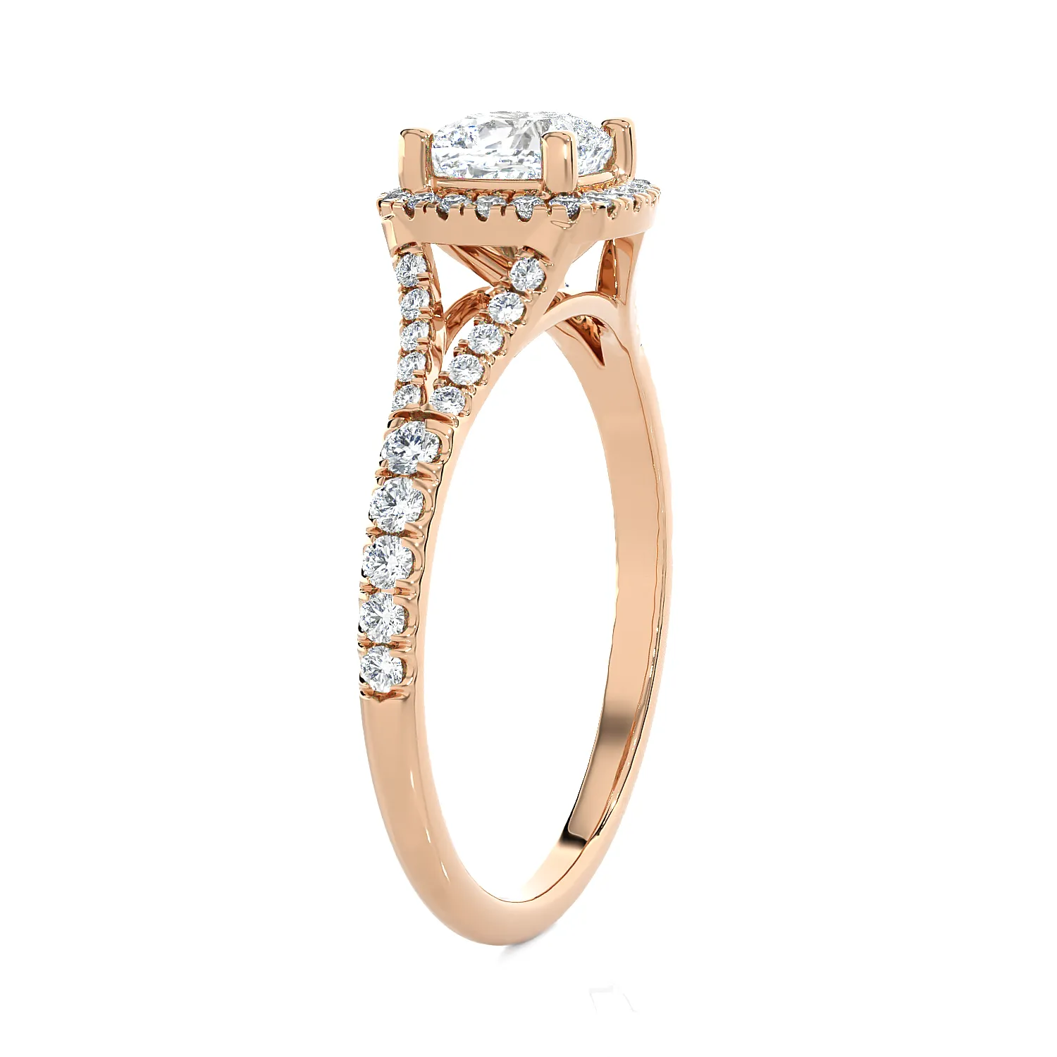 1 1/5 ctw Cushion-Cut Lab Grown Diamond Halo Engagement Ring