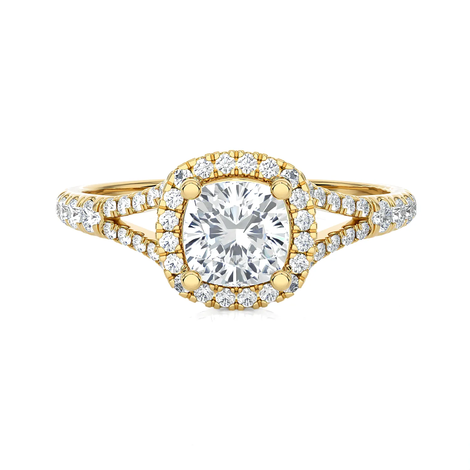 1 1/5 ctw Cushion-Cut Lab Grown Diamond Halo Engagement Ring