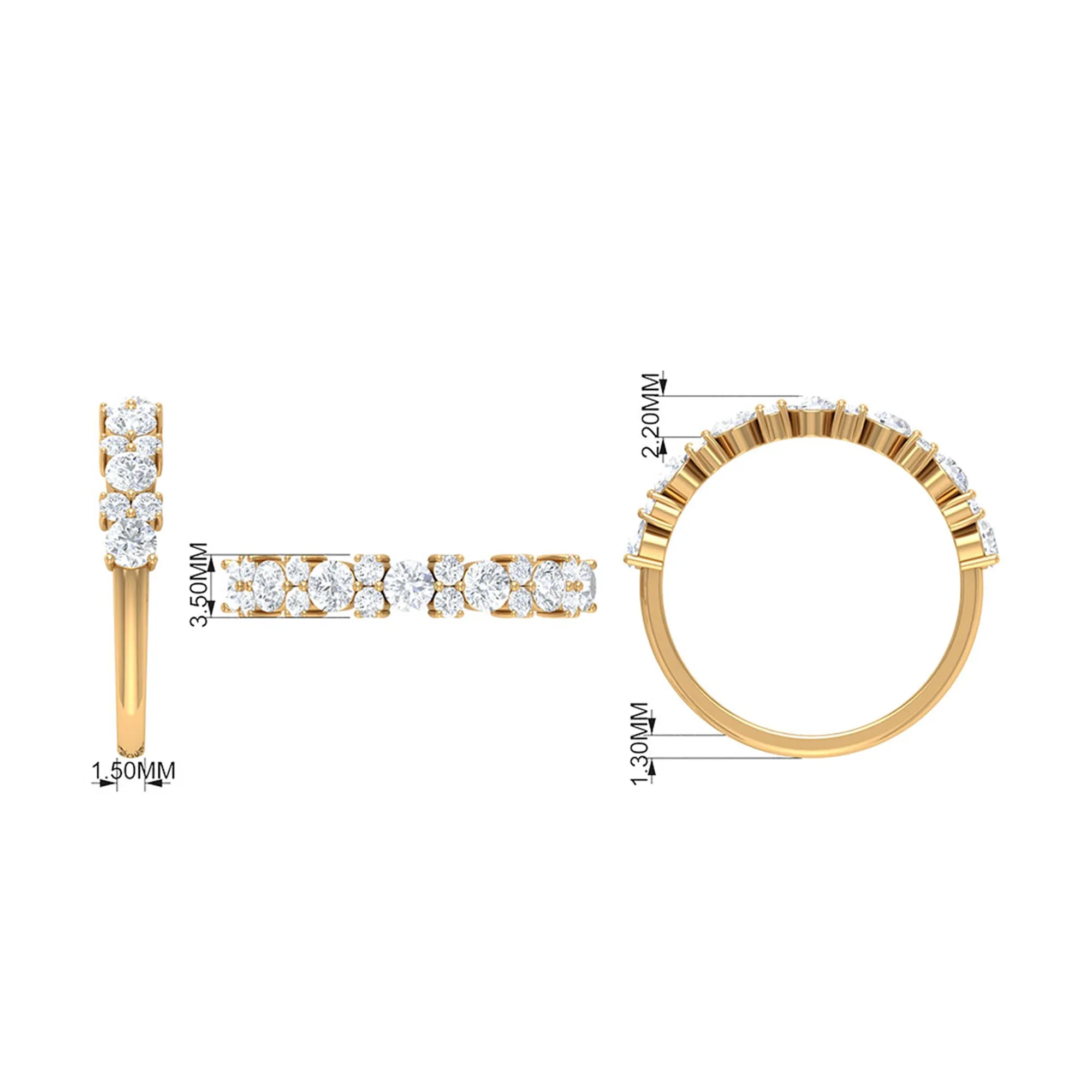 1.25 CT Diamond Eternity Cluster Ring in Prong Setting