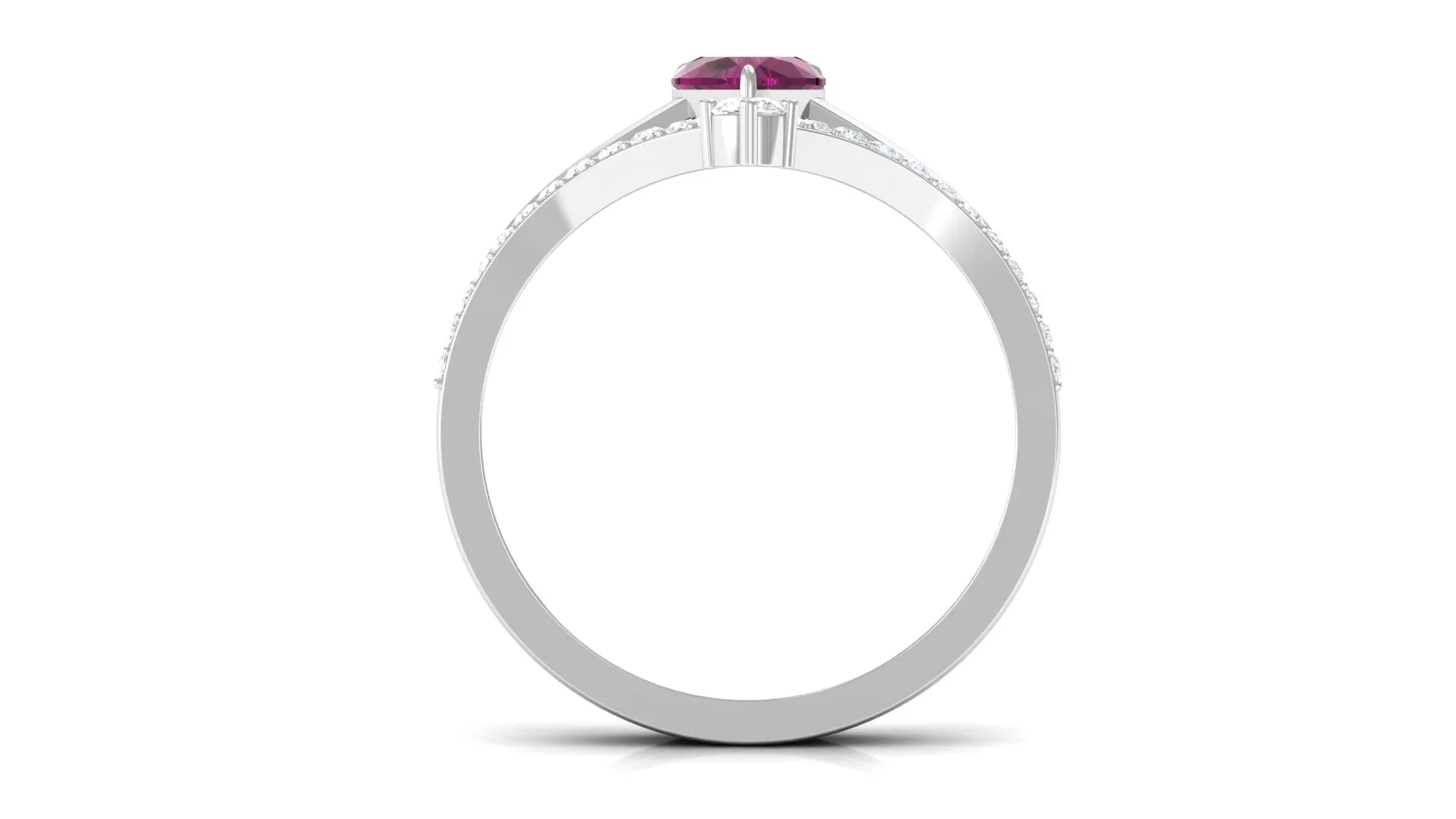 1.25 CT Heart Shape Rhodolite and Diamond Ring Set