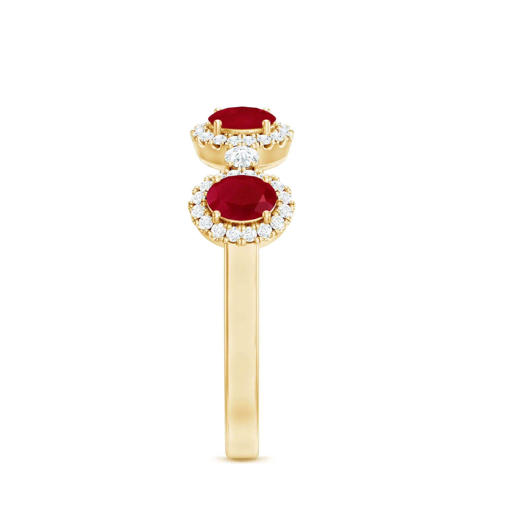 1.25 CT Oval Cut Ruby Anniversary Ring with Diamond Halo