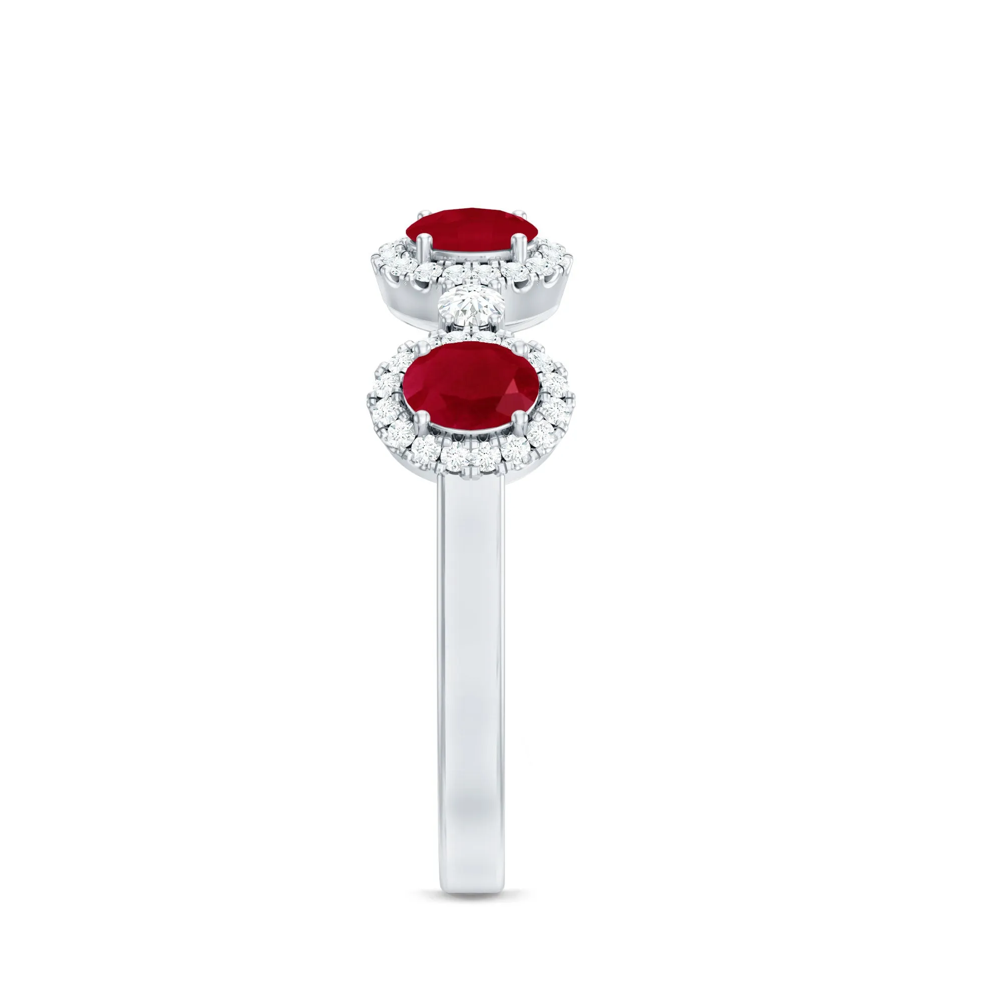 1.25 CT Oval Cut Ruby Anniversary Ring with Diamond Halo