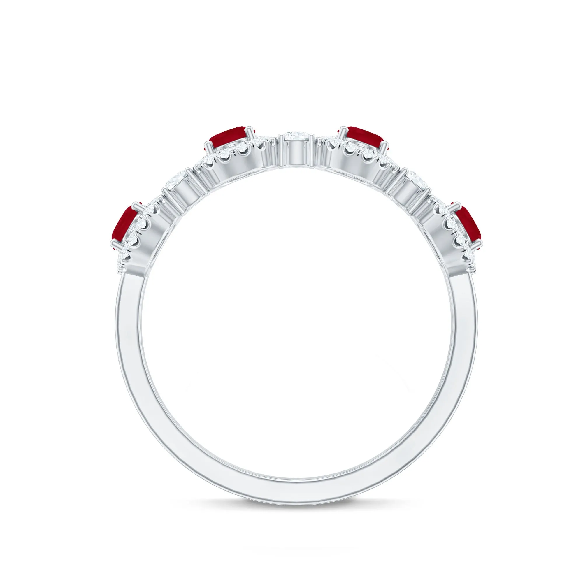 1.25 CT Oval Cut Ruby Anniversary Ring with Diamond Halo