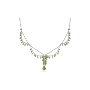 13.00 Cts Peridot Necklace in Sterling Silver