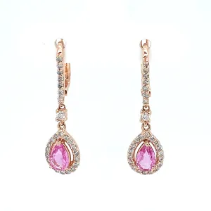 14 Karat Rosé Pink Sapphires Gemstone Earrings