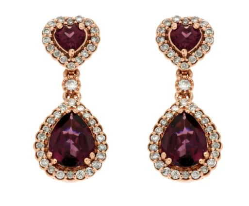 14 Karat Rosé Rhodolite Garnets Gemstone Earrings