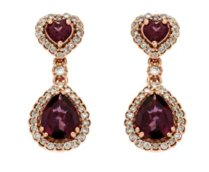 14 Karat Rosé Rhodolite Garnets Gemstone Earrings