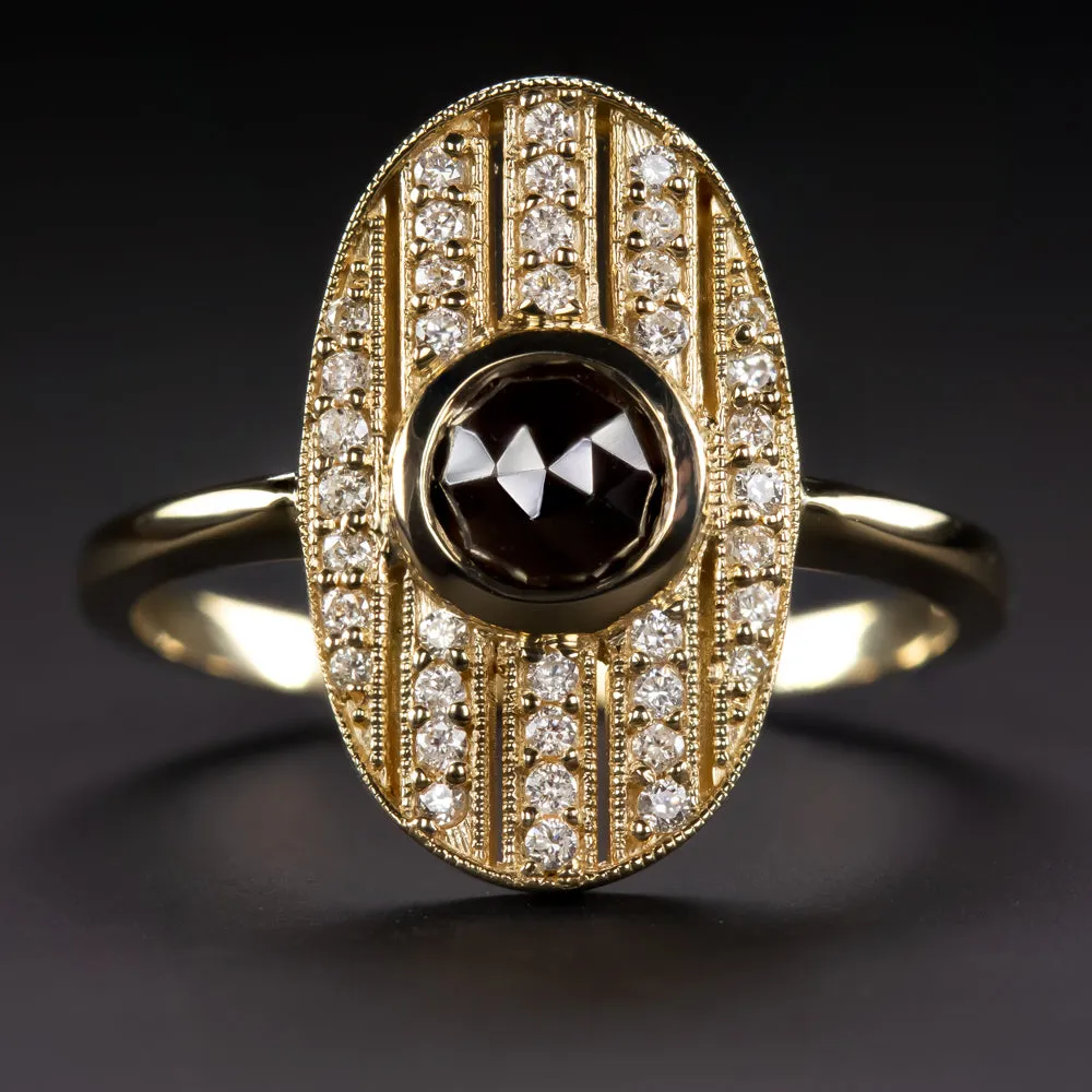 14k Diamond and Black Spinel Ring