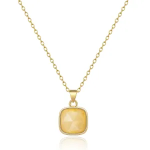 14K Gold Healing Crystal Necklace Natural Energy Stone Pendant Necklace - Citrine