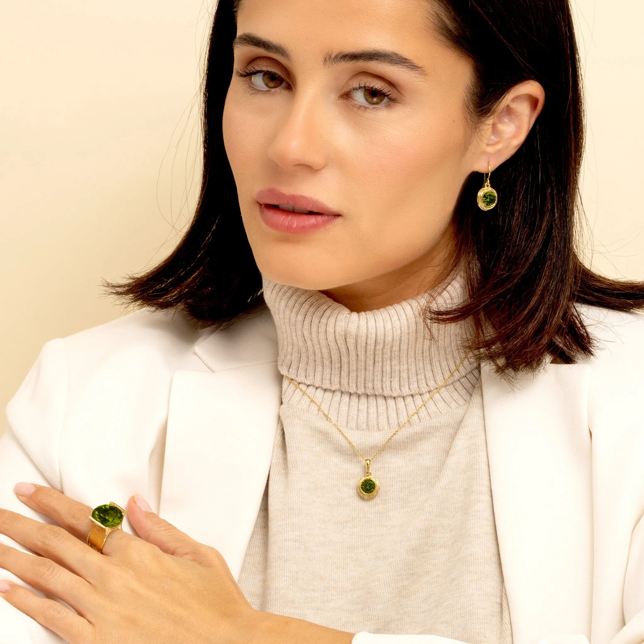 14K Gold Over Sterling Silver Peridot CZ Necklace