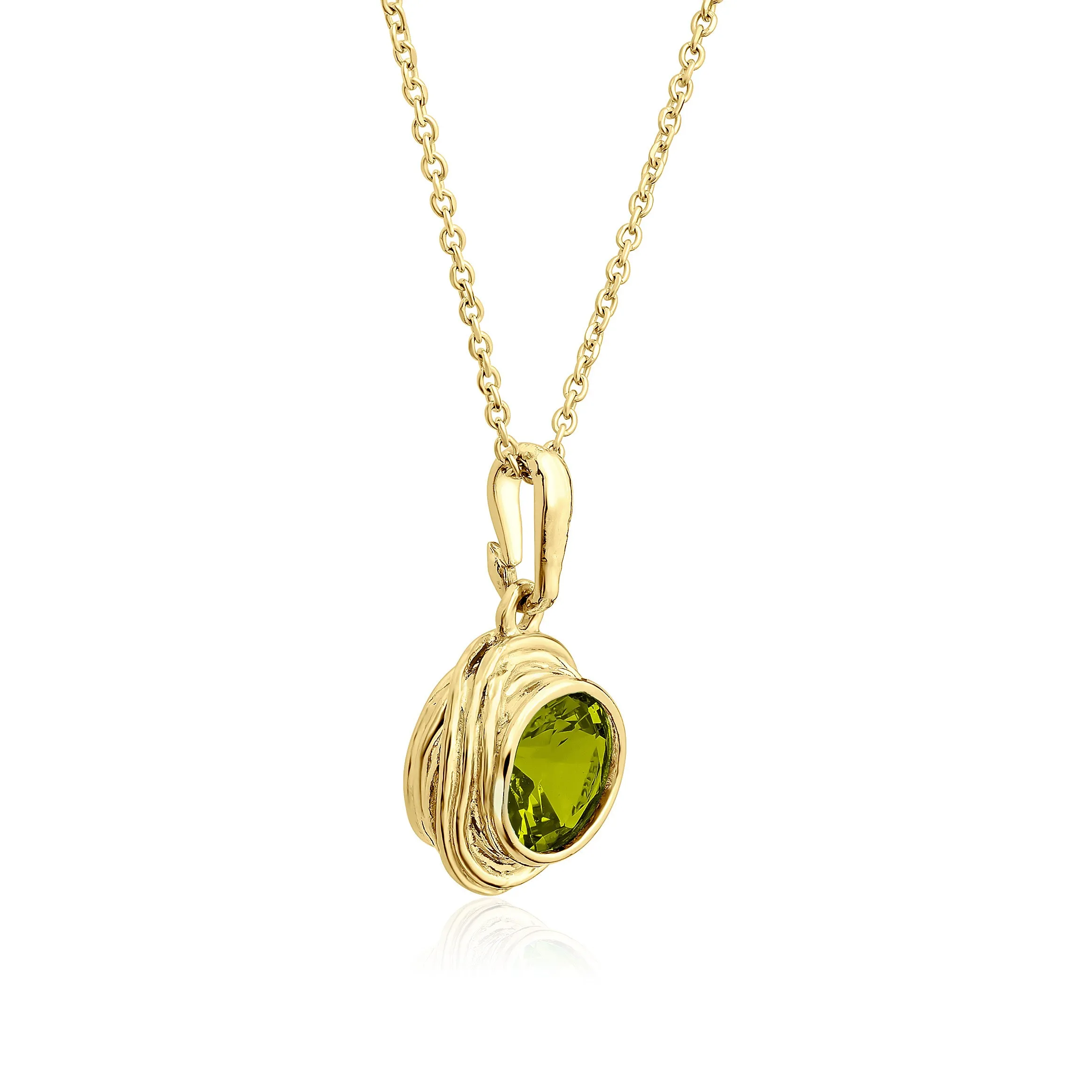 14K Gold Over Sterling Silver Peridot CZ Necklace