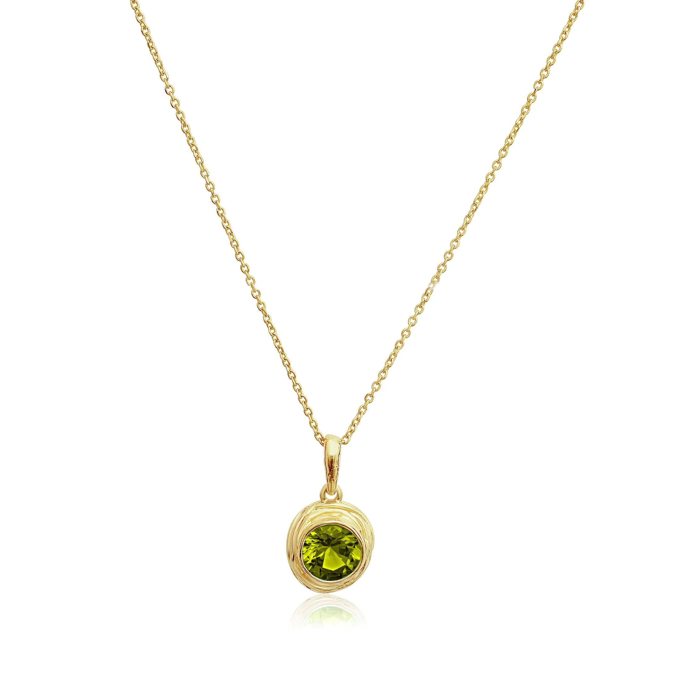 14K Gold Over Sterling Silver Peridot CZ Necklace