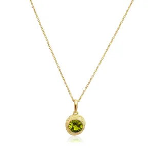 14K Gold Over Sterling Silver Peridot CZ Necklace