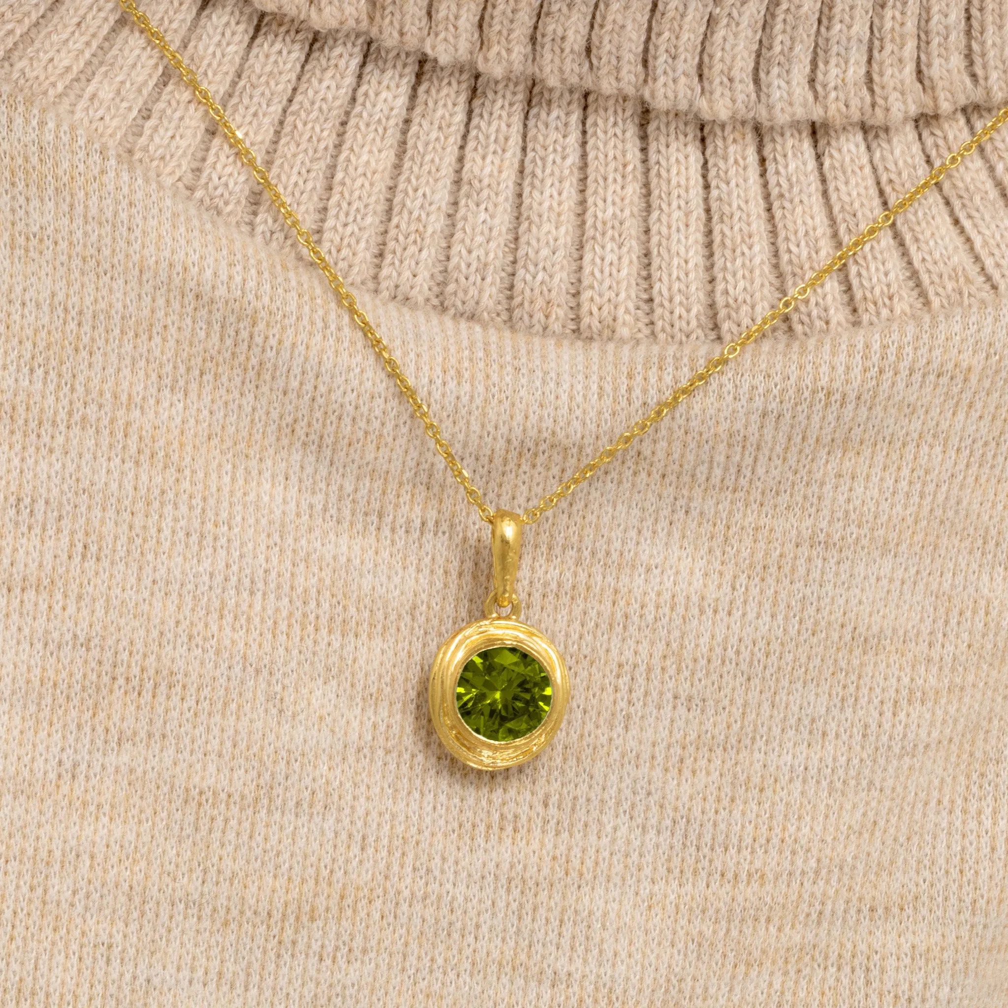 14K Gold Over Sterling Silver Peridot CZ Necklace