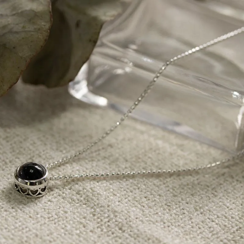 14K Gold Plated Onyx Pendant Necklace