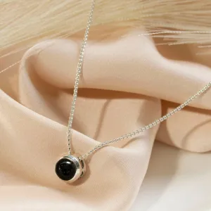 14K Gold Plated Onyx Pendant Necklace