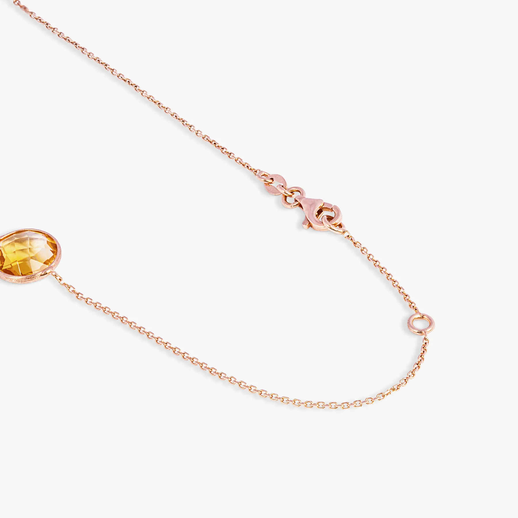 14K satin rose gold Kensington necklace with citrine and prasiolite