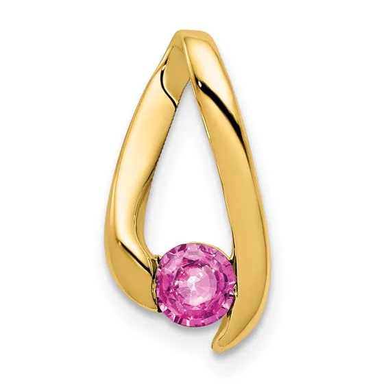 14k Yellow Gold 4mm Gemstone Slide Pendants