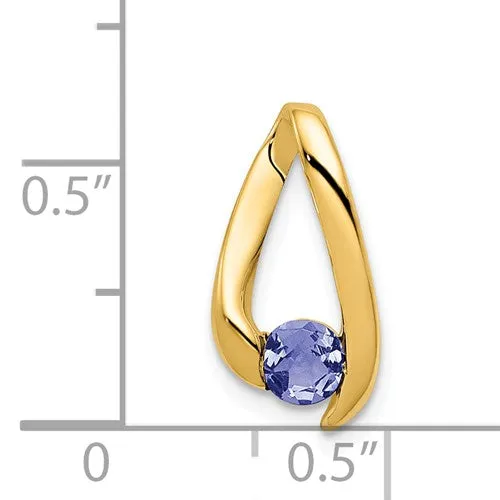 14k Yellow Gold 4mm Gemstone Slide Pendants