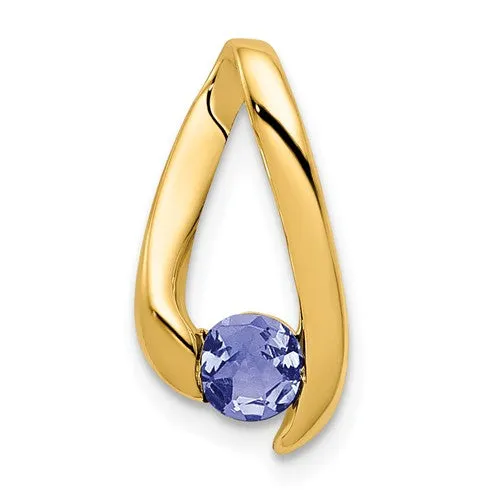 14k Yellow Gold 4mm Gemstone Slide Pendants