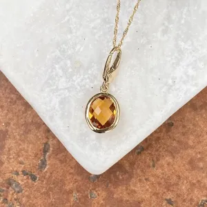 14KT Yellow Gold Checkerboard Citrine Omega Pendant Slide