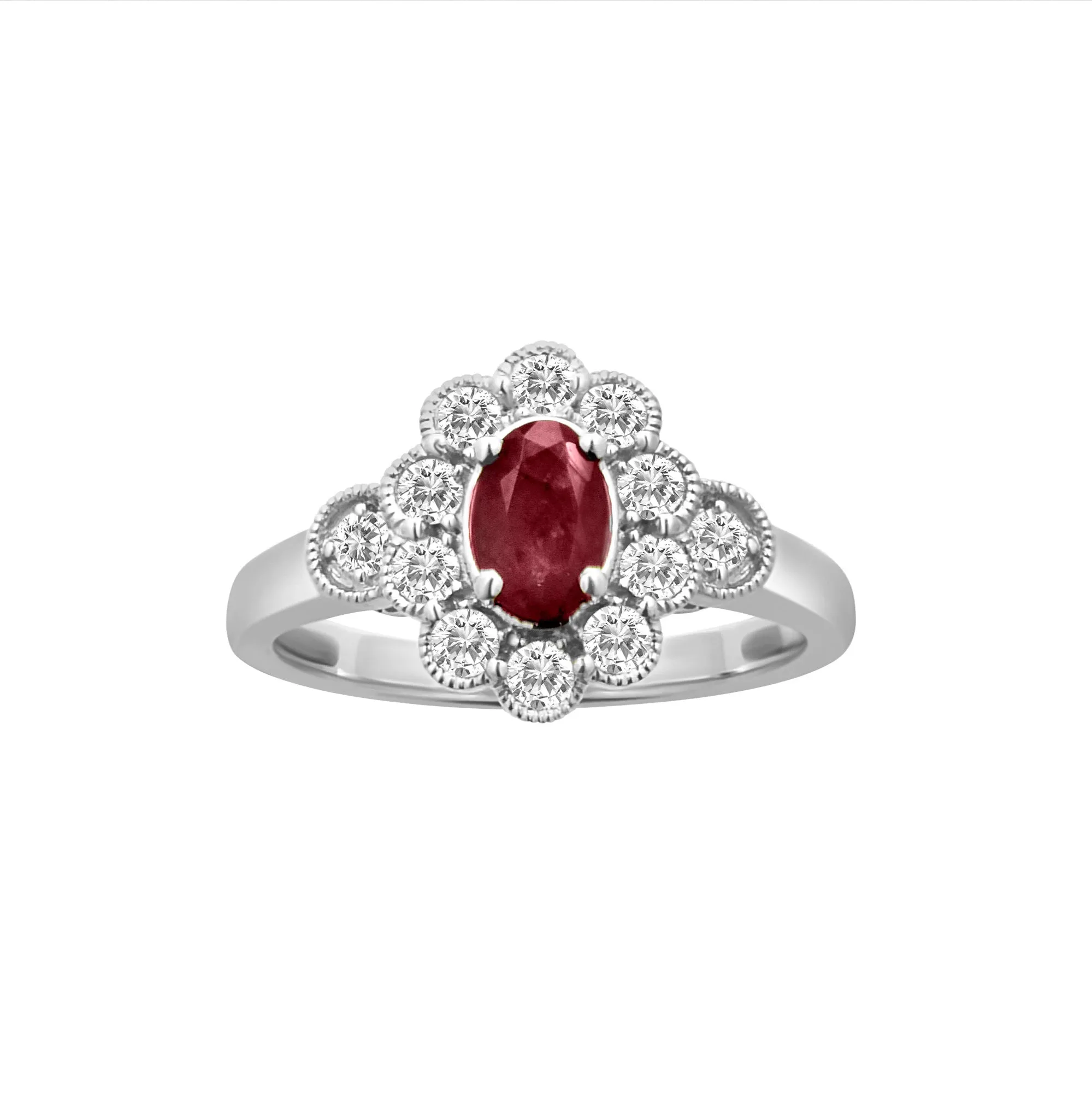 14KW 12RD0.45CT,1RU0.55CT DIAMOND/RUBY OVAL RG (118R407678WRU14)