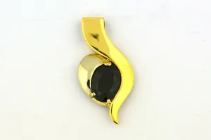 14KY Oval 6.8ct Garnet Slide Pendant Handmade 39x2.MM 8.8g