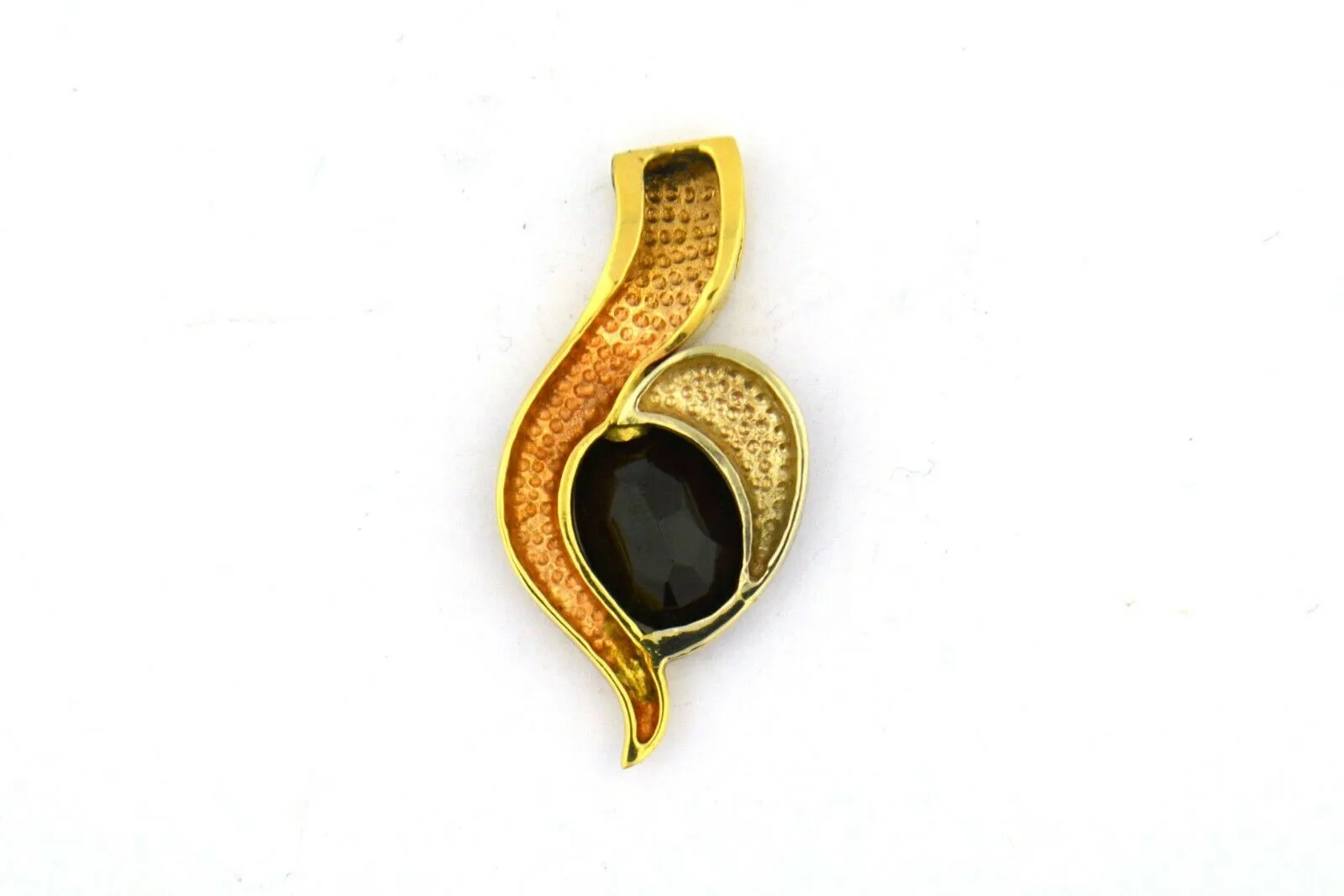 14KY Oval 6.8ct Garnet Slide Pendant Handmade 39x2.MM 8.8g