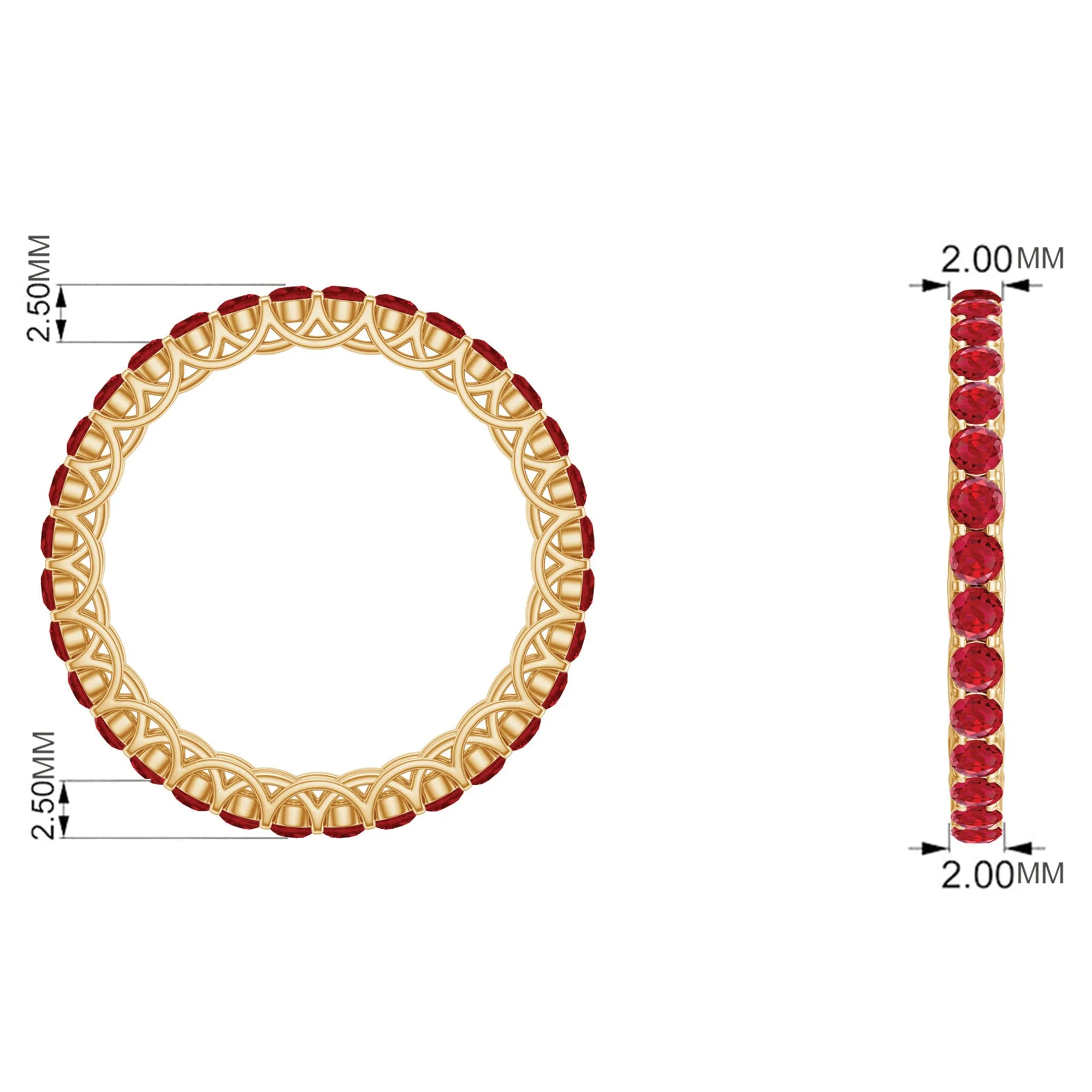 1.5 CT Lab Created Ruby Full Eternity Ring in Trellis Setting