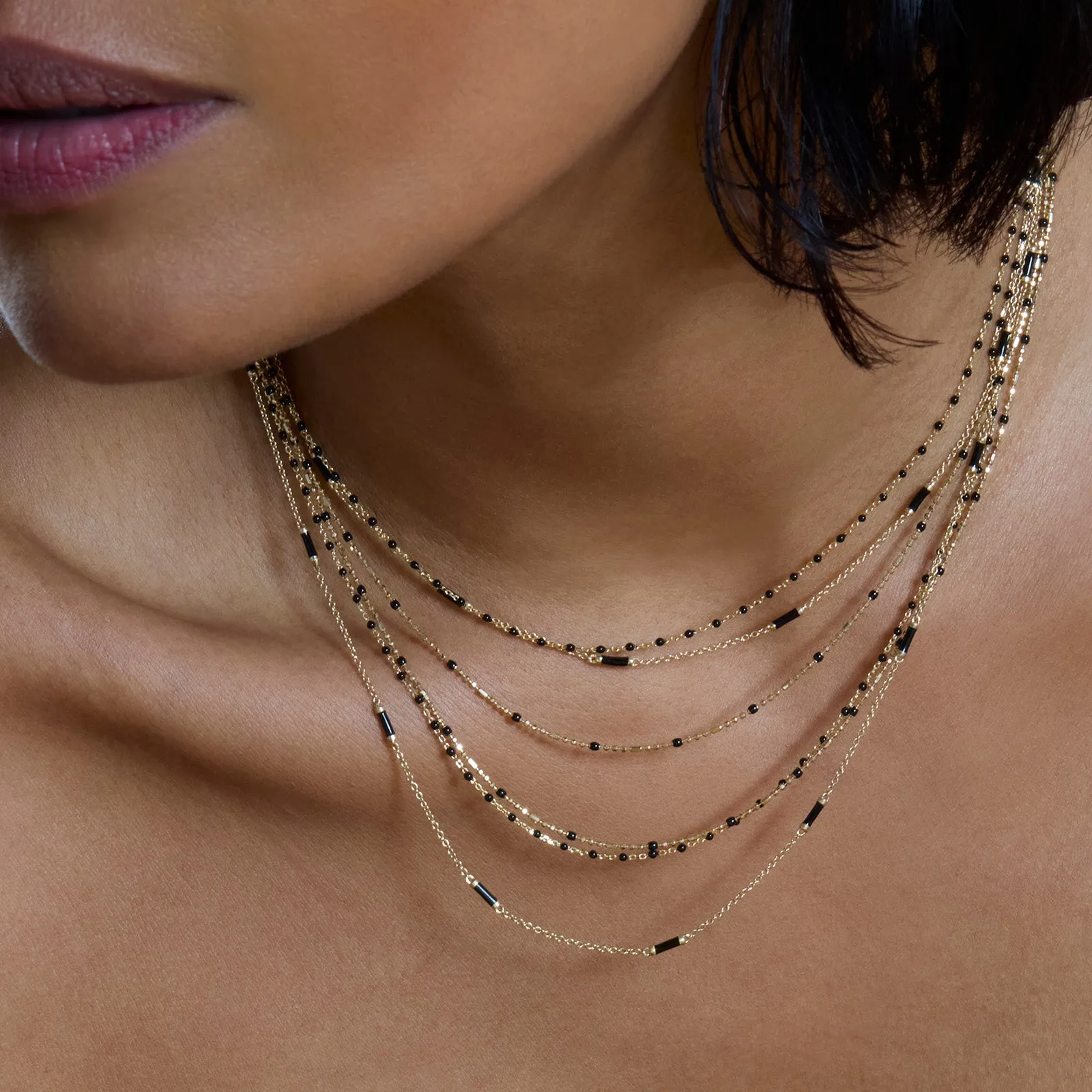 16" Onyx Bar Chain Necklace