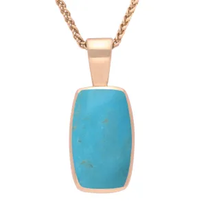 18ct Rose Gold Turquoise Barrel Shaped Necklace