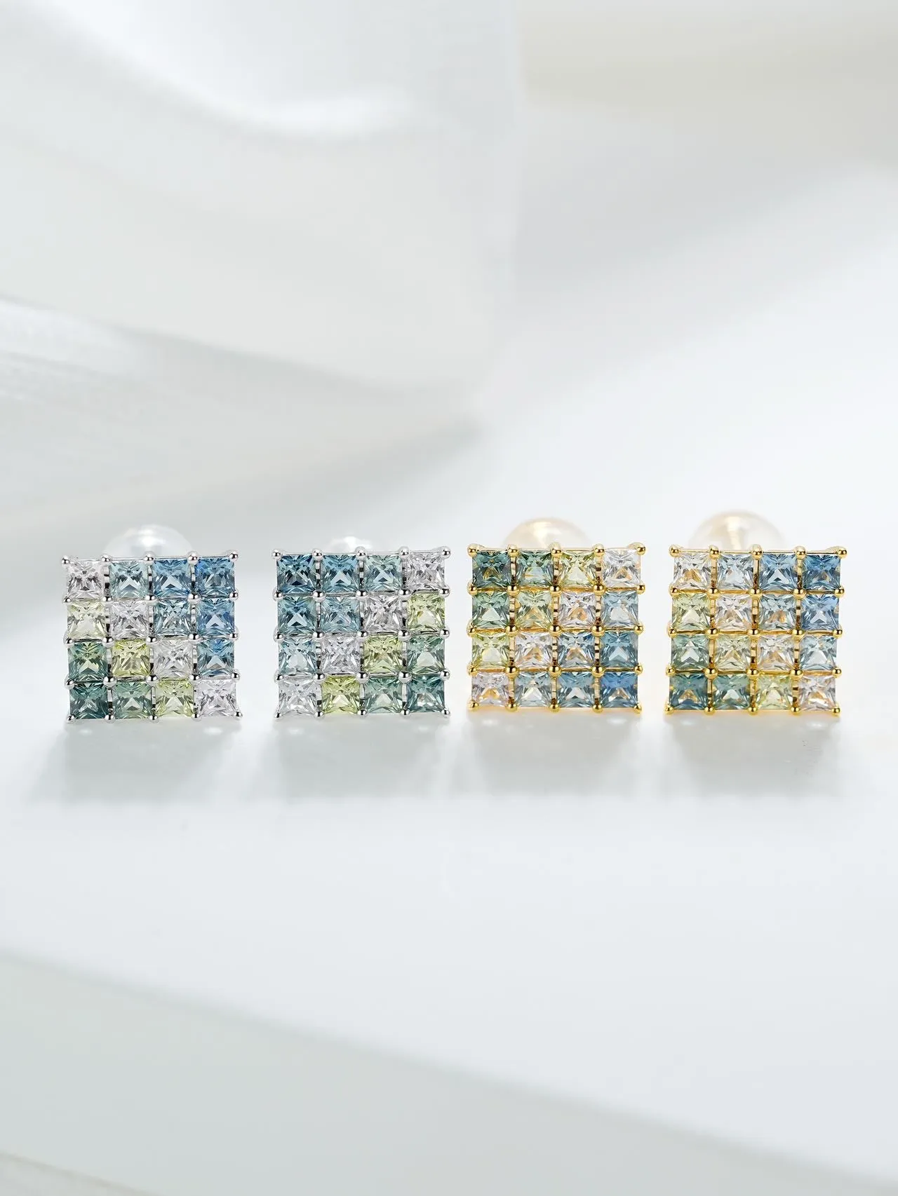 18k Gold Custom Sapphire Oil Painting Earrings