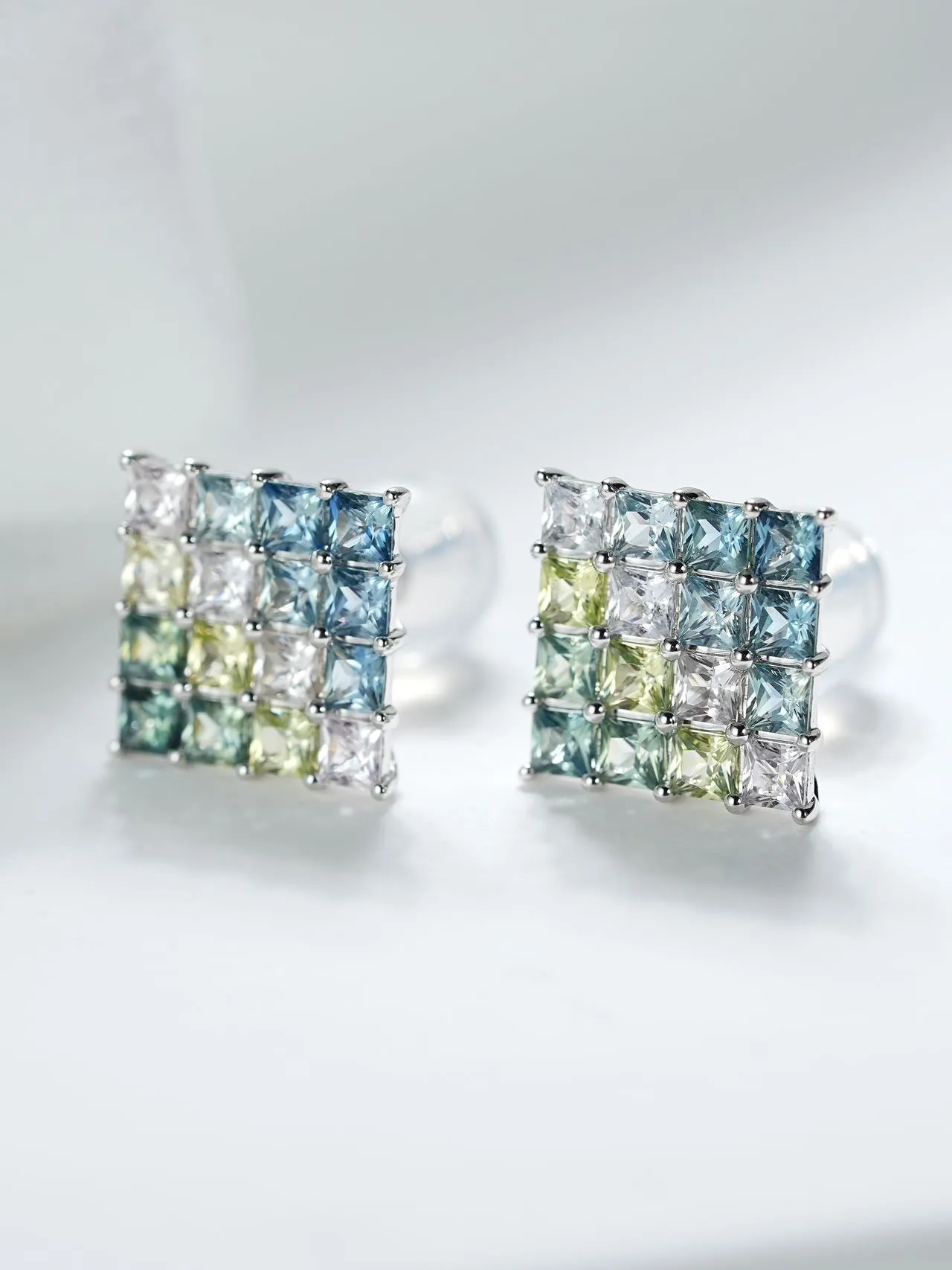 18k Gold Custom Sapphire Oil Painting Earrings