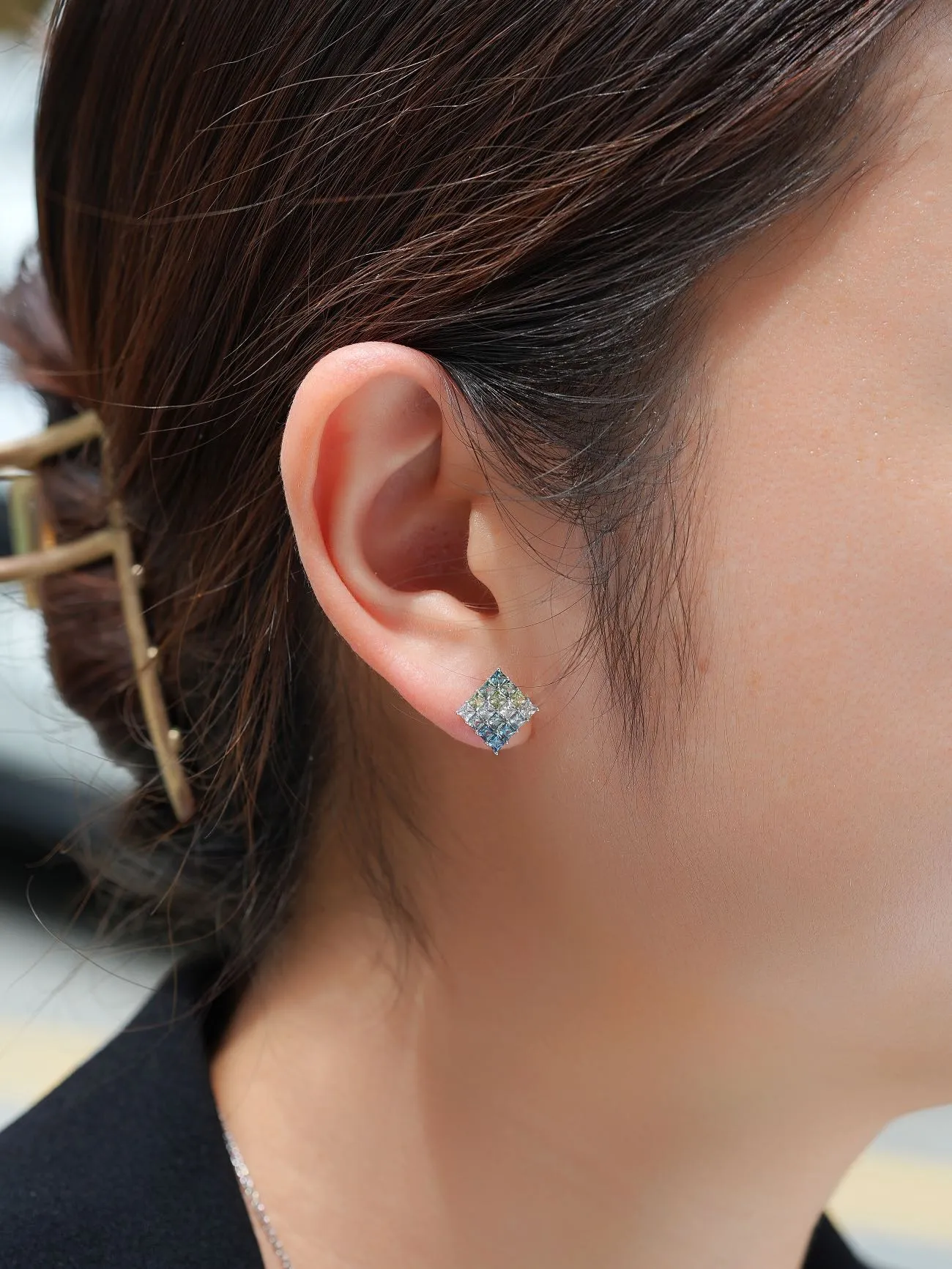 18k Gold Custom Sapphire Oil Painting Earrings