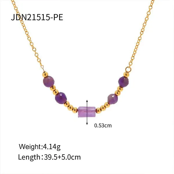 18k Gold-Plated Stainless Steel Turquoise Bead Necklace 58230578S