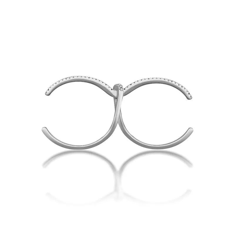 18k Gold S Knot Double Ring