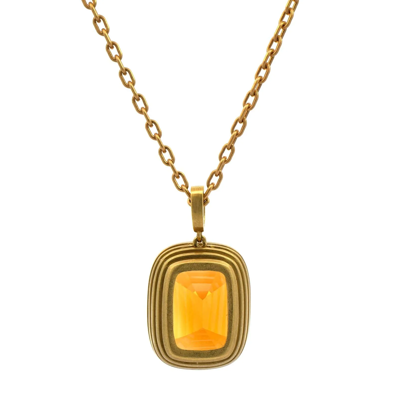 18K Yellow Gold Citrine Pendant Necklace