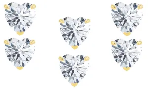 18k Yellow Gold Plated 1Ct Heart White Sapphire Set Of Three Stud Earrings
