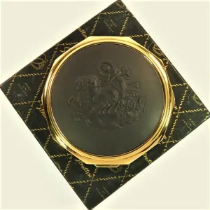 1960s Stratton Powder Compact With Black Basalt Wedgwood Aurora Plaque Unused