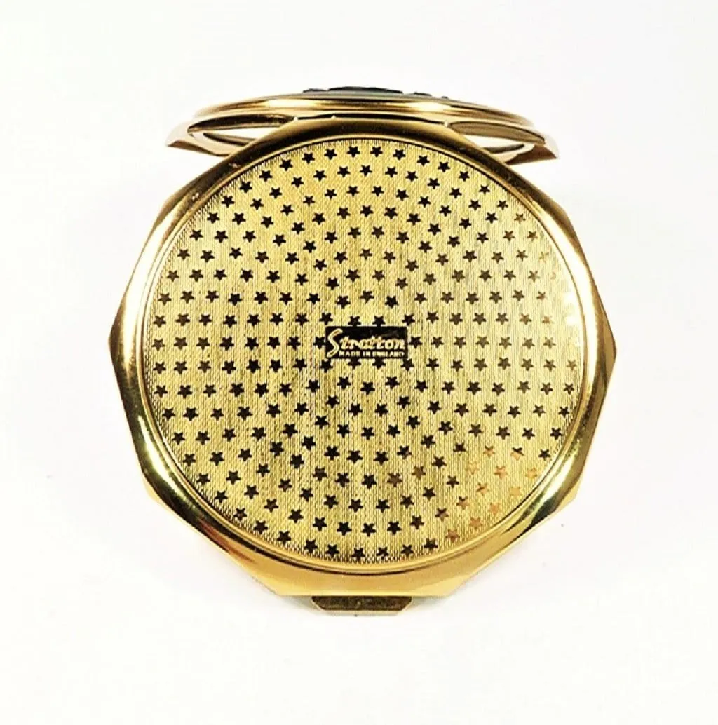 1960s Stratton Powder Compact With Black Basalt Wedgwood Aurora Plaque Unused