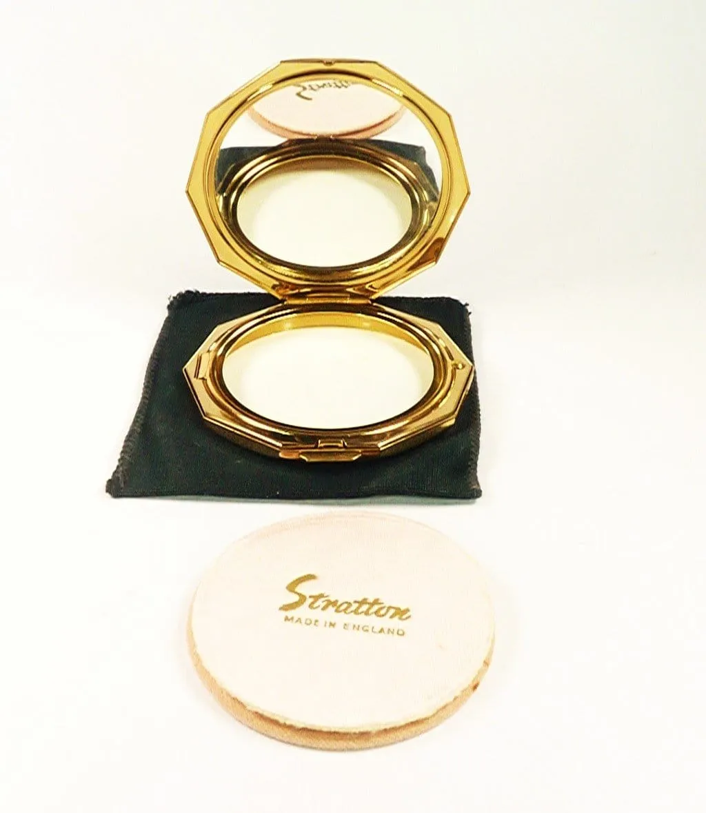 1960s Stratton Powder Compact With Black Basalt Wedgwood Aurora Plaque Unused