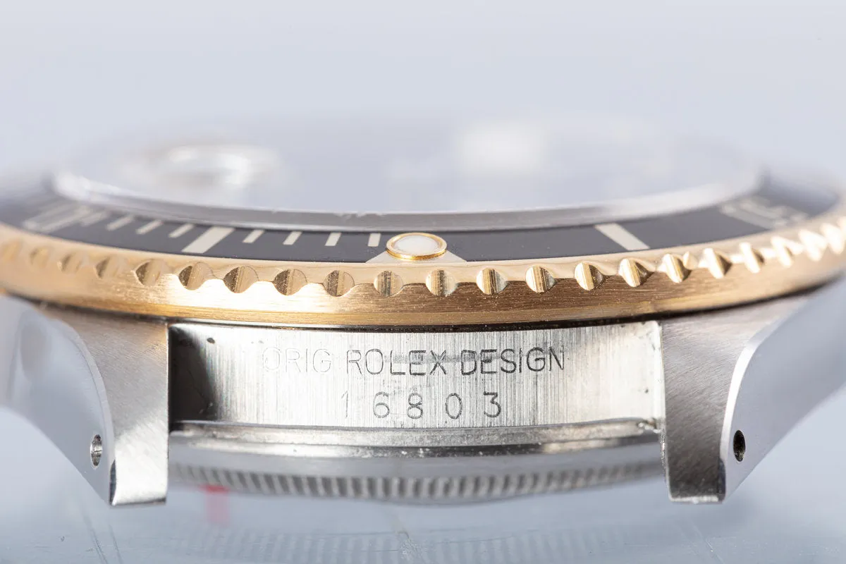 1987 Rolex 18k & Stainless Submariner 16613 Black Dial with Box & Service Papers